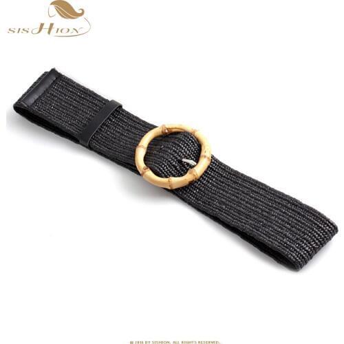 SISHION Women belts Fashion Round Buckles Weave Wide Belt Ladies Casual Female Dress Decorative SP0775