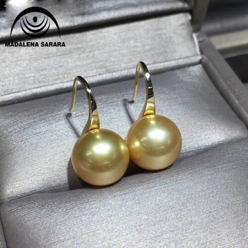 MADALENA SARARA Natural Southsea Pearl Golden Pearl AAA High Quality Pearl earrings 18k Gold Earrings Stud Luxury Women Jewelry