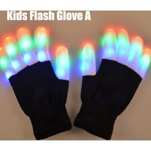 1 pair New Arrival Light-Up Toys LED Flashing Glove Glow In The Dark Toys Light Up Finger Tip Lighting Toys For Children