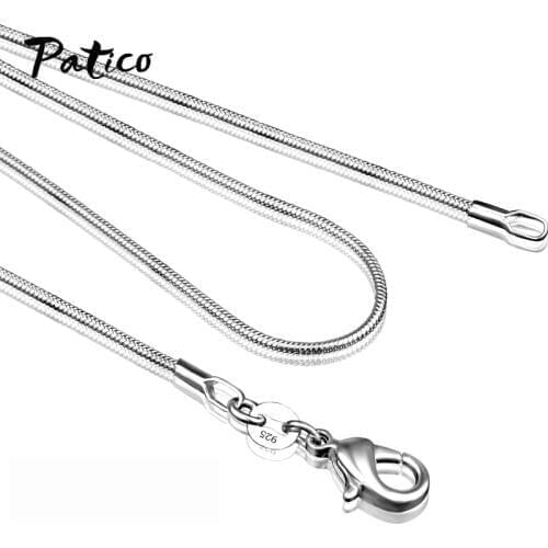 1PC Jewelry Findings 16"-30" Necklace 925 Sterling Silver 1.2MM Snake Chain Lobster Clasp Jewellery Chain For Pendant