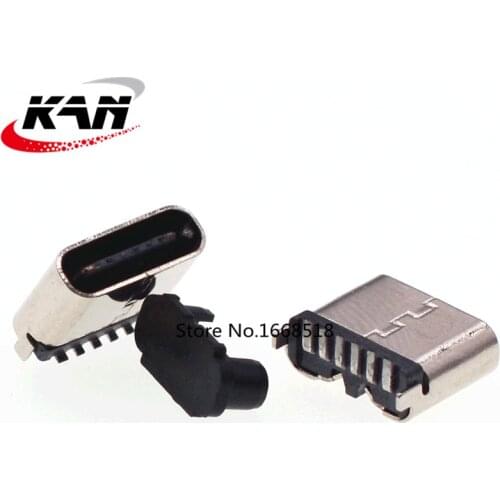 10pcs TYPE-C connector on board 6P vertical sticker 6.8MM 180 degree vertical sticker high-speed USB-3.1 female socket