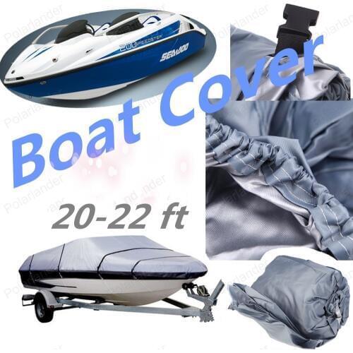 20-22 ft 100 inch Boat Cover Beam Heavy Duty Trailerable 210D V-Hull Grey Free Shipping