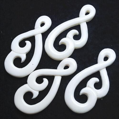 3pcs white bone pendants loose bone beads ox material for diy jewelry findings making parts size 45x21mm good for your selling