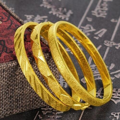 3-Style Oval Bangle Yellow Gold Filled Womens Bagnle Bracelet Openable Gift Simple Style Accessories