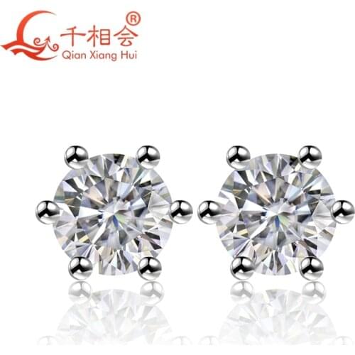 925 silver white color moissanites stone round shape 4mm single ear stud Earing