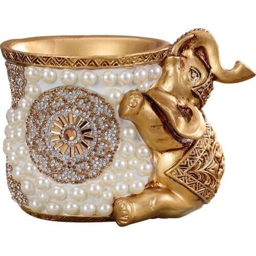 Home decoration accessories Resin sticker elephant pen holder office desktop study adorable animal pen holder crafts