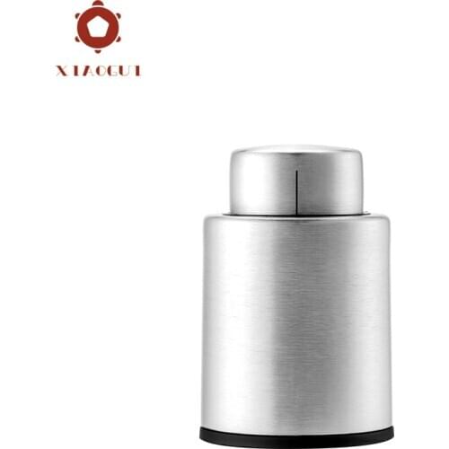 XiaoGui Bar Tools Accessories Vacuum Bottle Stopper Wine Seal Screw Bartender Champagne Stainless Steel Metal Silver