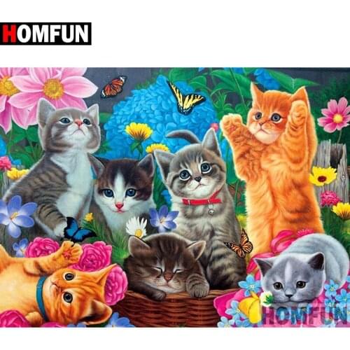 HOMFUN Full Square/Round Drill 5D DIY Diamond Painting "Cartoon cat" Embroidery Cross Stitch 5D Home Decor Gift A09149