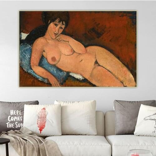 Amedeo Modigliani《Nude on a Blue Cushion》Canvas Art Oil Painting Artwork Picture Wall Hanging Decor Home Living Room Decoration