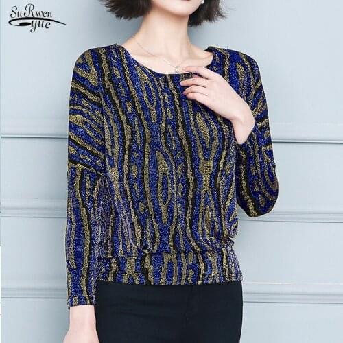 Glitter Shirt Tops Fashion New Elegant Shiny Sequin Blouse Tunic Women Blouses Red Golden Shine Womens Blouses Plus Size 15800