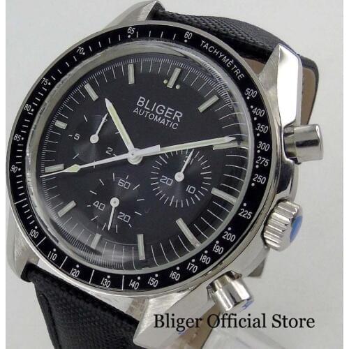 BLIGER 2019 New Fashion 40mm Automatic Mens Watch With Date And Week Indicator Polished Case