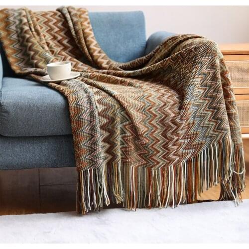 Bohemian Sofa Blanket Knitted Office Nap Blankets Air Conditioning Diy Blanket Towel for Bedroom Home Decor
