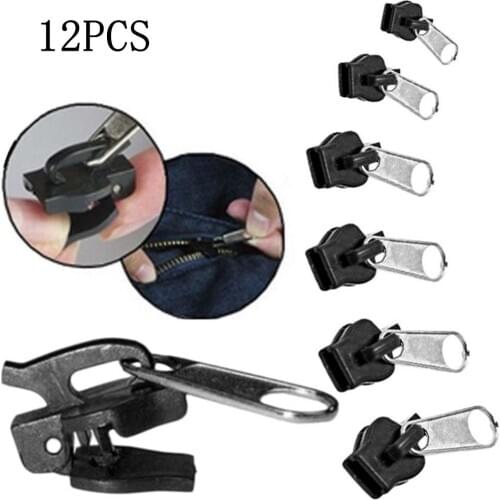 6PCS/12PCS Universal Instant Fix Zipper Repair Kit Clothes Backpack Replacement Zip Slider Teeth Zippers
