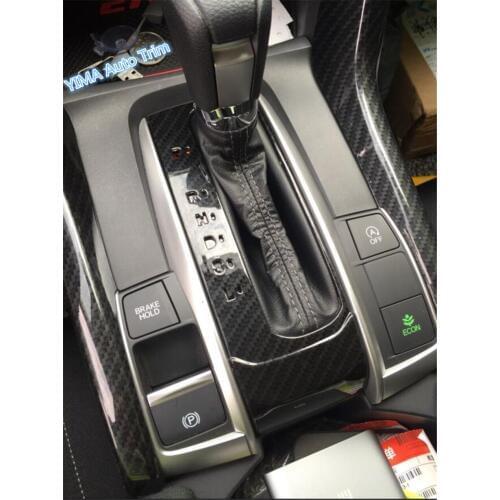 Lapetus For Honda Civic 2016 2017 2018 2019 2020 Transmission Shift Gear Box Cover Decoration Trim 2 Pcs / Set Carbon Fiber ABS