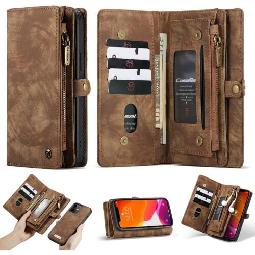 For iPhone 12 Wallet Case,CaseMe Zipper Flip Leather Cover Business Wallet Luxury Magnetic Leather PhoneCase For iPhone 12ProMax