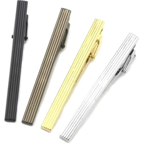 DoreenBeads Fashion Gentleman Tie Clip Colorful Metal Simple Vertical Stripes Four-Color Tie Clip Tiebar Business Charms,1 PC