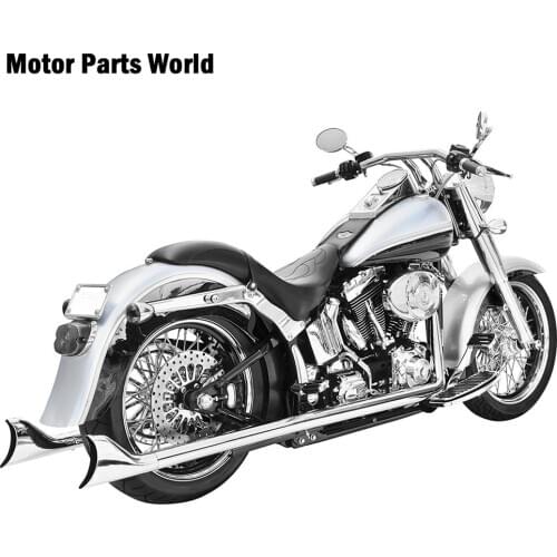 Motorcycle Dual Exhaust System Chrome For Harley Heritage Softail Classic FLSTC 2007-2017 Fatboy FLSTF 07-2017 FLSTFB 2010-2016