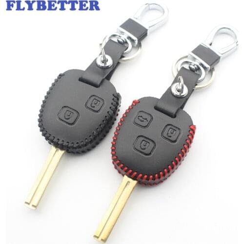 FLYBETTER Genuine Leather Remote Key Case Cover For Lexus IS200/RX330/GX470/ES300/Prado/Crown/Previa L59
