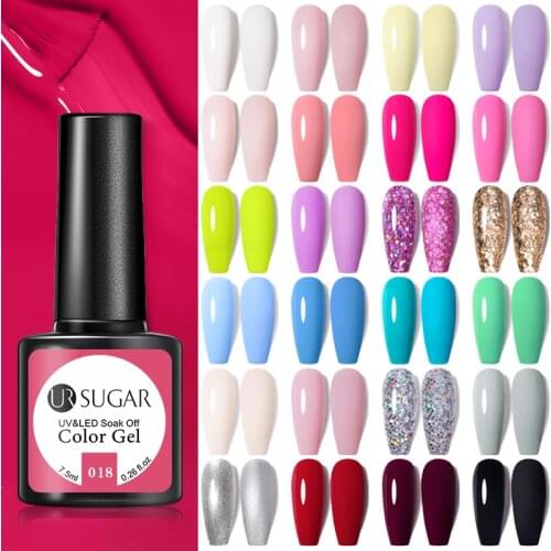 UR SUGAR Nail Polish 7.5ml Red Purple Hybrid Semi Permanent UV Gel Varnish Manicure UV Gel Nail Polish Nail Art Base Top Coat