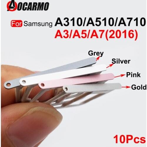Aocarmo 10Pcs Dual SIM Micro SD Card Tray Slot Reader Holder For Samsung Galaxy A3 A5 A7 2016 A310 A510 A710 Replacement Part