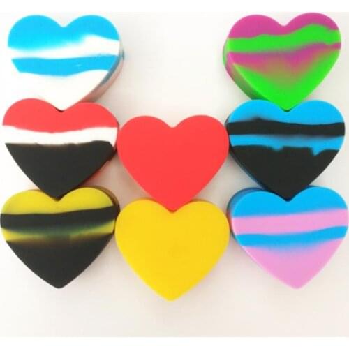 Lovely Heart Shaped Wax Container Silicone Jar 17 Ml Nonstick Herb Stash Dab Bho Oil Butane Vaporizer Cream Containers SN1508