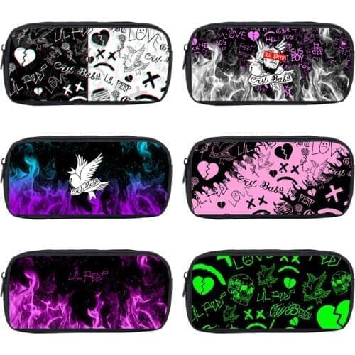 Fashion Rap Lil.peep Case Cartoon Stationery Pencil Case 3D Lil Peep Makeup Box Storage Pouch Kids School Supplies Cosmetic Bag
