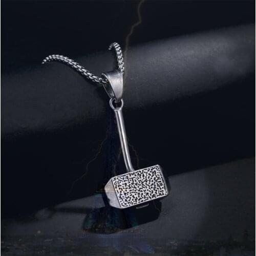 Thor Pendant Stainless Steel Mens Necklace Personality Fashion Handsome Boys Decoration Trend Jewelry Hammer Hero Prop Matching