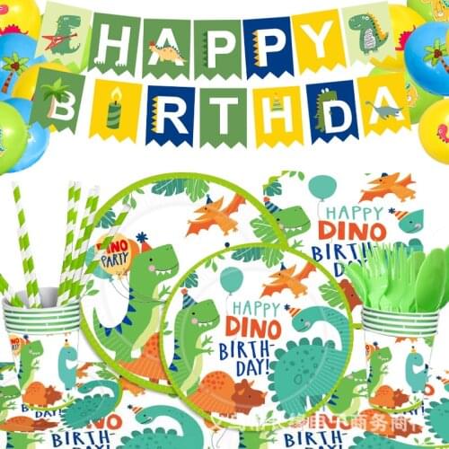 Dinosaur Theme Party Dinosaur Balloon Disposable Tableware Set Kids Boy Birthday Party Decoration Jungle Party Baby Shower Favor