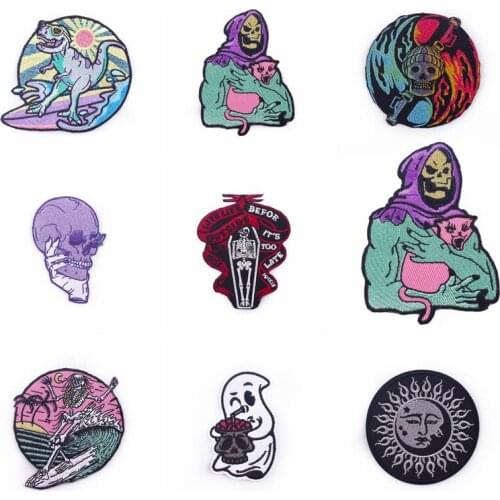 Punk Patch Round Embroidered Patches For Clothing Sewing Iron On Patches On Clothes Stranger Things Patch Apparel Accessories