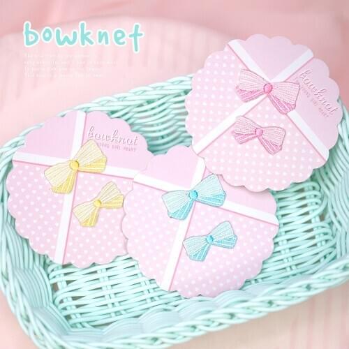 AHYONNIEX 2pcs/Set Yellow Pink Blue Bow Embroidery Patches for Girls Bag Jeans Iron On Patches for Clothes Hairpins Accessories