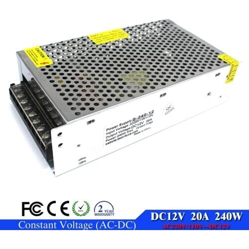 Small Volume Single Output Switching power supply 12V 20A 240W Transformers AC110V 220V TO DC SMPS For LED Strip Modules light