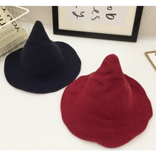 2019 New Modern Witch Hat Made From High Quality Sheep Wool Halloween Party Witch Hats