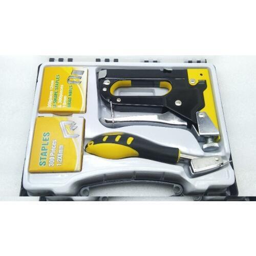 New 3in1 Manual Nail Staple Gun Furniture Stapler For Wood Door Upholstery Framing Rivet Gun Kit