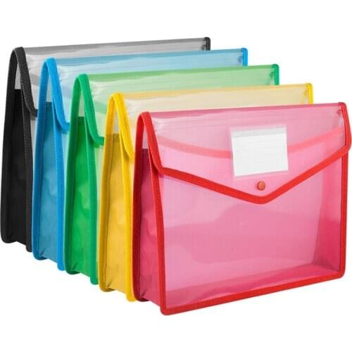 A4 Transparent Lightweight File Bag Portable Waterproof Folder Document Holder Large Capacity Button Storage School Test Paper