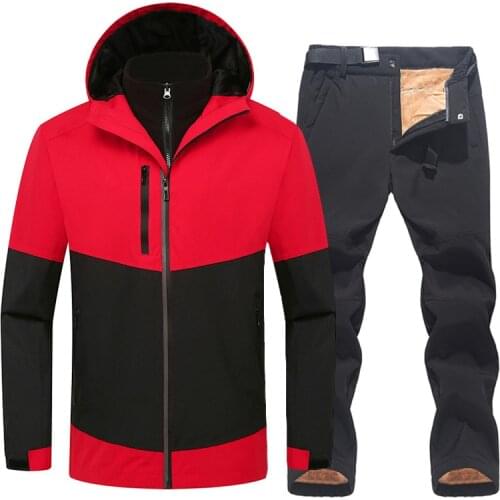 Thick Warm Ski Suit Mens Outdoor Ski Clothing Windproof Waterproof Snowboard Jacket Pants Set Snow Sports Winter Ski Jacket Men