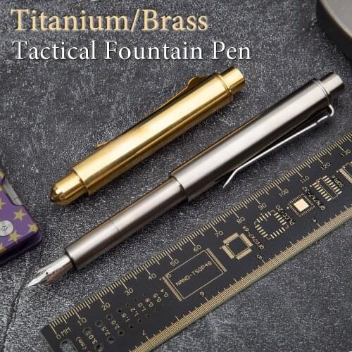 Creative Mini Titanium/Brass Tactical Fountain Pen Self Defense Emergency Glass Breaker Outdoor Survival EDC Tool Christmas Gift