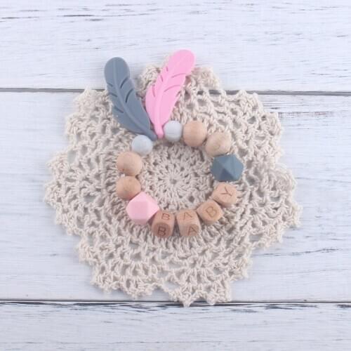 Silicone Nipple Chain Appease Tooth Gum Infant Beech Anti-drop Anti-lost Bead Chain With Bell