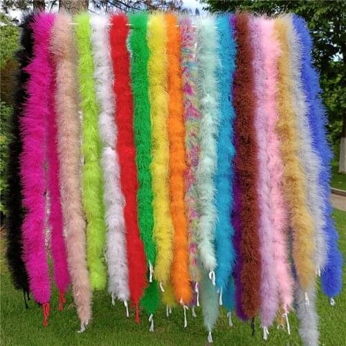2Meters Colorful Turkey Marabou Feather Boa 18-20g Shawl Wedding Skirt with Fringe Trim Feathers White Plumes Decoration Decor