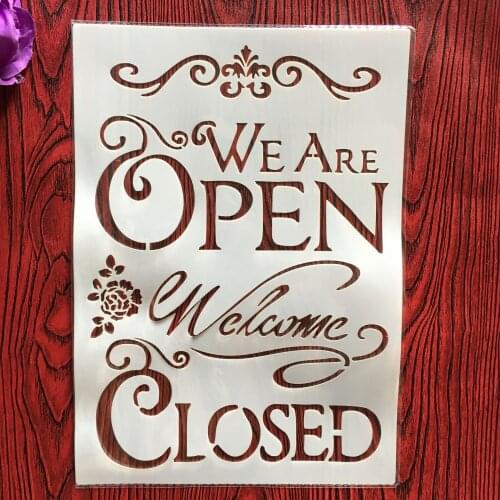 A4 29 * 21cm OPEN CLOSED Floral DIY Stencils Wall Painting Scrapbook Coloring Embossing Album Decorative Paper Card Template