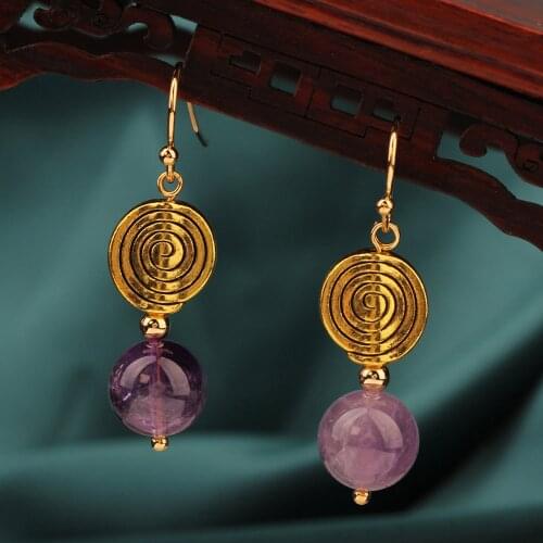 Vintage simple WomenS Earrings,Purple Crystal Earrings,Geometric Cloisonne Earrings For Women 2020 Jewelry Gift NEW