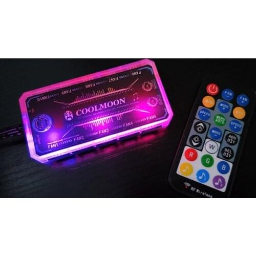 28EA CoolMoon RGB Fan Intelligent Music Controller Motherboard Synchronization Symphony Controller Remote Control with Cable