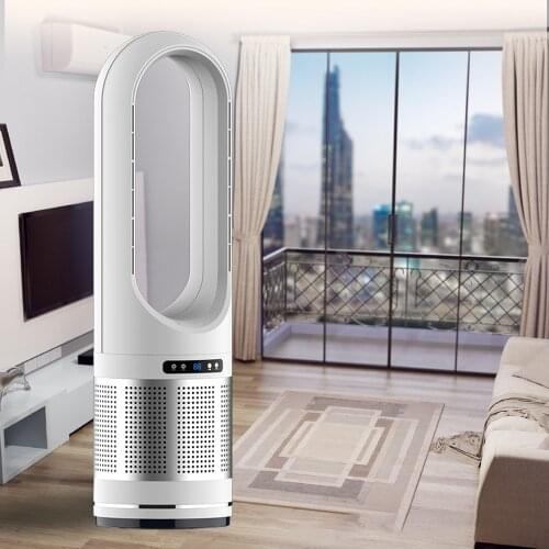 Warm and Cold Dual-purpose Fan Home Air Purifier Leafless Fan Table Heating Cooling Electric Fan Remote Control