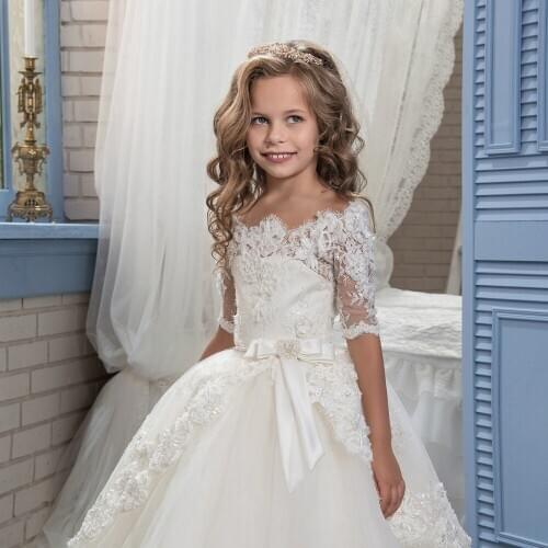 Girl word shoulder floral lace retro mid-long sleeve girl pettiskirt flower girl