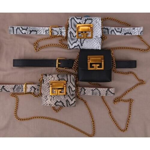 Small bag style chain of retro all-match snake leopard pattern matching skirt jeans belt adornment waist seal purse woman