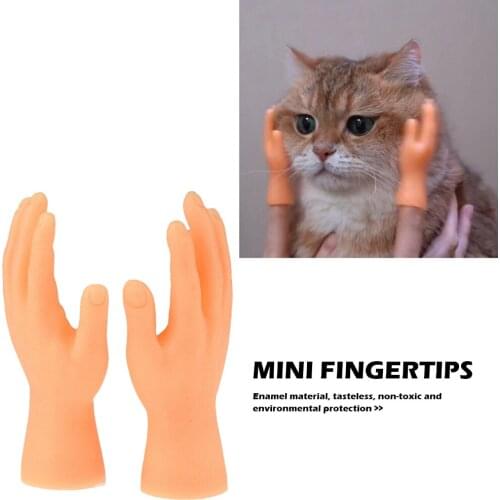 1 Pair Mini Hands Model Funny Kitten Puppy Finger Sleeve Hand Dolls Pet Massager Gloves Kit Left Right Mini Hands Model Toys