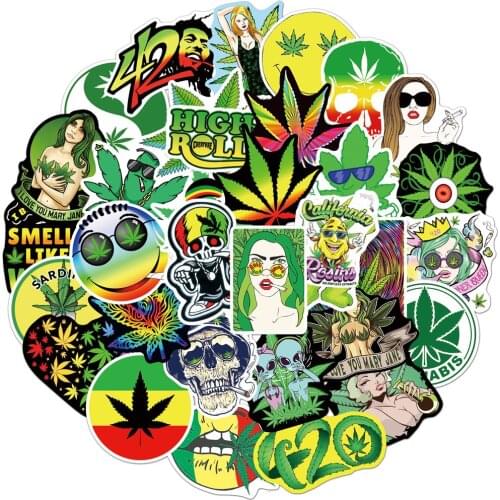 10/30/50PCS Funny Characters Leaves Weed Smoking Graffiti Stickers DIY Bike Travel Luggage Guitar Laptop Cool Sticker Kid Toys