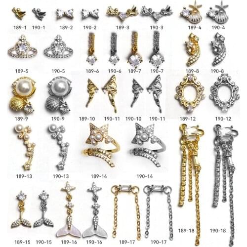 10pcs/lot Angel Shell Fishtail Butterfly Alloy Crystal Nail Art Zircon Rhinestones Decorations Accessories Nails Supplies Charms