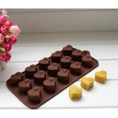 15 Heart Silicone Chocolate Mold Hearted Mould Ice Tray Ice Cube Mold Jelly Pudding Mold Fondant Mold Wedding Decoration Baking