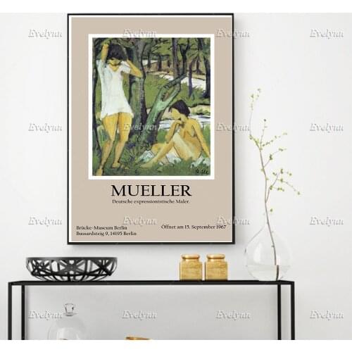 1967 Vintage Exhibition Poster For Works By Otto Mueller Home Decor Prints Wall Art Canvas Living Room Decoration UniqueGift