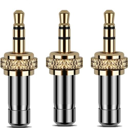 2pcs 3.5mm Male Plugs 3 Pole Stereo Solder Headphone Jack Gold Plated Copper Audio Speaker Connectors For D11 D16 B03 Adapter